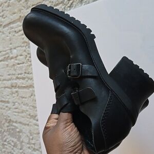 Vintage Euro Club black GRUNGE Y2K MARY JANE Thrashed shoes Preppy Buckle